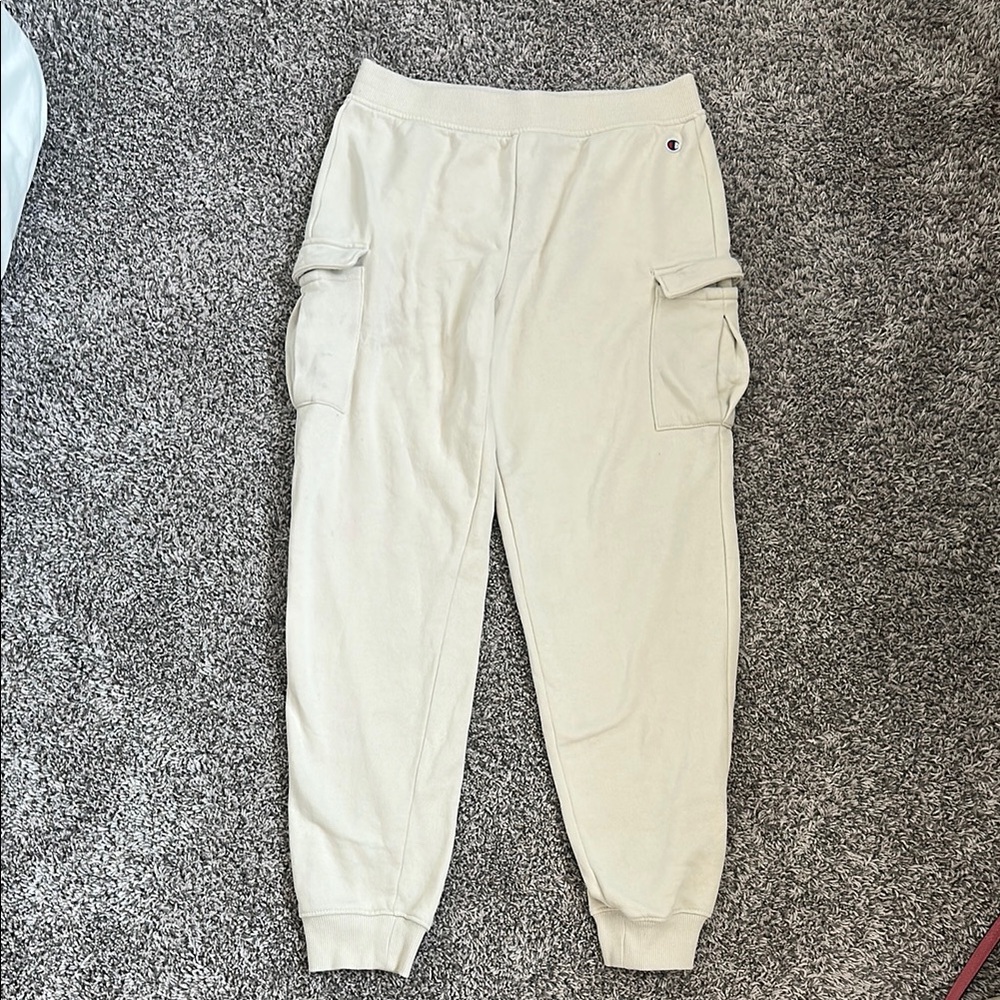 Champion Cream Cargo Pants with Elastic Cuffs
